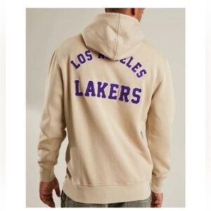 Ultra Game Los Angeles Lakers Chenille Vintage Hoodie Taupe Sweatshirt